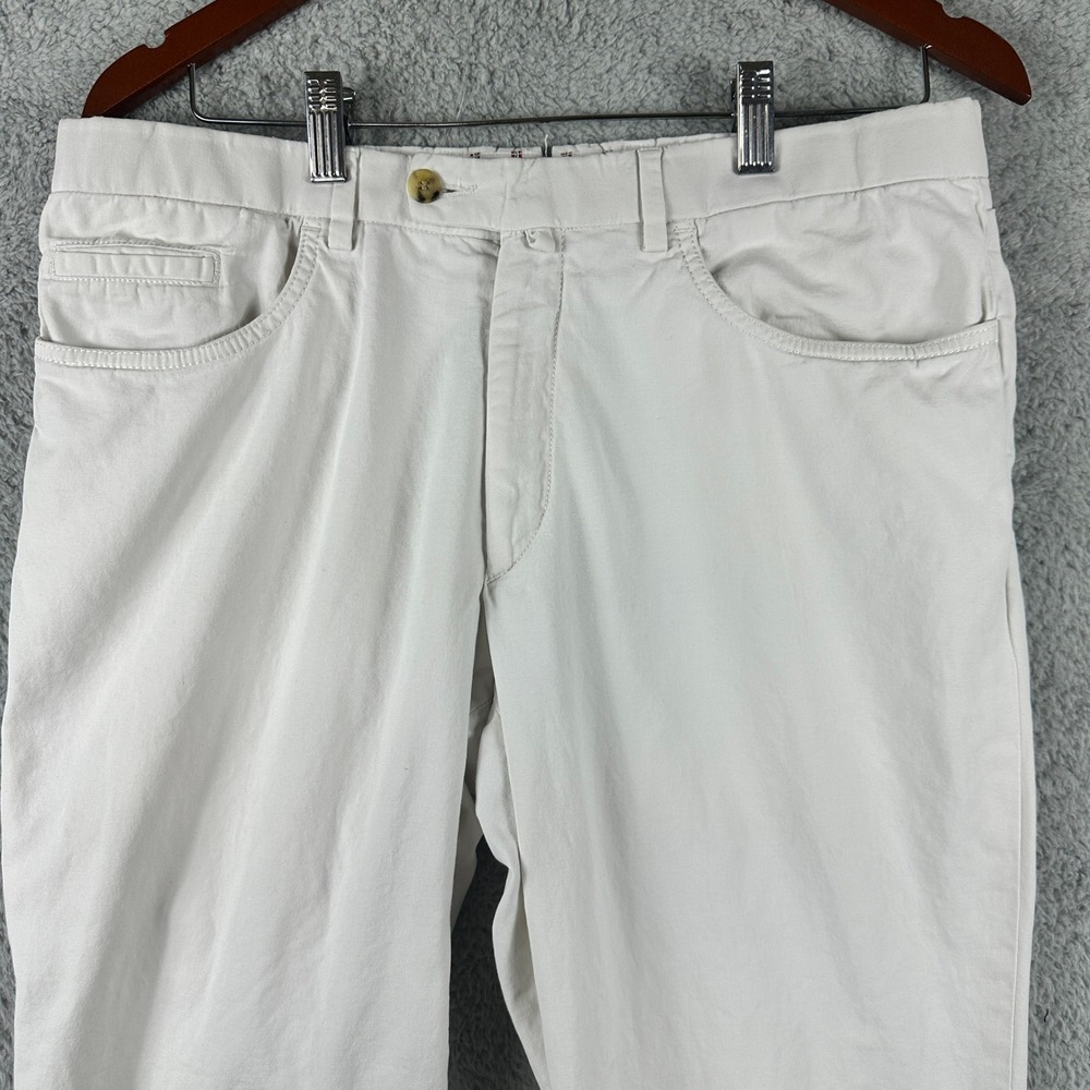 Isaia Napoli Mens Pants 34x31 White Straight Luxury Cream Chinos Designer - Picture 10 of 12